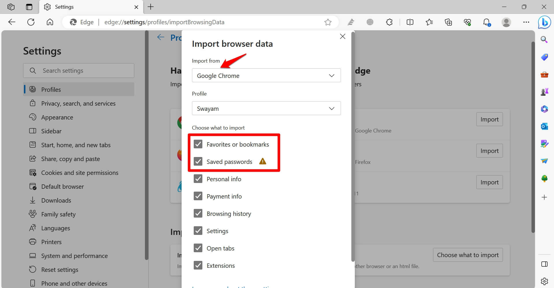 choose-what-to-import-from-chrome-to-edge